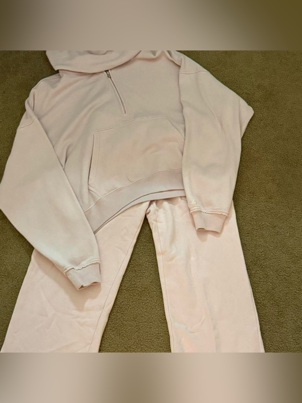 Hollister Women's Light Pink Half-Zip Hoodie & Joggers Set